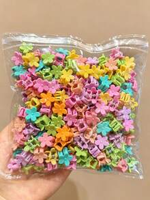 50pcs/80pcs Candy Color Mini Hair Claw Clips, Cute Princess Hair Accessories For Girls, Daily Hair Clips For Bangs And Loose Strands - Pink - View 2