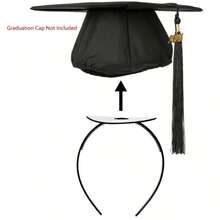 1pc/2pcs Sturdy Non-Slip Elastic Graduation Cap Headband, Suitable For Students And Women, Black, Best Birthday Gift (Graduation Cap Not Included) - Multicolor - View 2