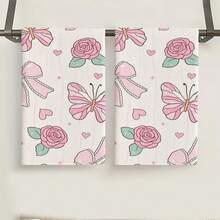 2PCS Solid Color Eye-Catching Floral Pattern Hand Towels, Soft Small Square Towels, Kitchen Stove Hand Wiping And Dish Drying Cloths, Bathroom Hand Washing And Face Wiping Towels, Dormitory And Homestay Multi-Functional Daily Cleaning Cloths, Microfiber Fabric, Home Kitchen Bathroom Living Room Multi-Scenario Universal Versatile All-Match Daily Small Hand Towels, Simple Daily Essential Cleaning Items - White - View 4