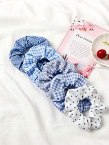 2/4 Ikat Rambut Wanita Gaya Preppy Warna Biru Laut Segar dengan Usus Besar - Baby Blue - View 8