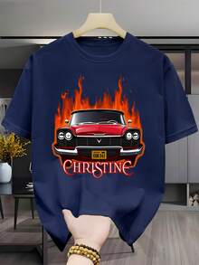 This Selection Of Classic Local Retro Car-Themed T-Shirts Features A Black Flame Design, CHRSTINE License Plate, And Striking Lettering-Perfect For Car Enthusiasts And Nostalgics, Suitable For Everyday Wear Or As A Unique Gift Choice. - 白色 - 查看 7