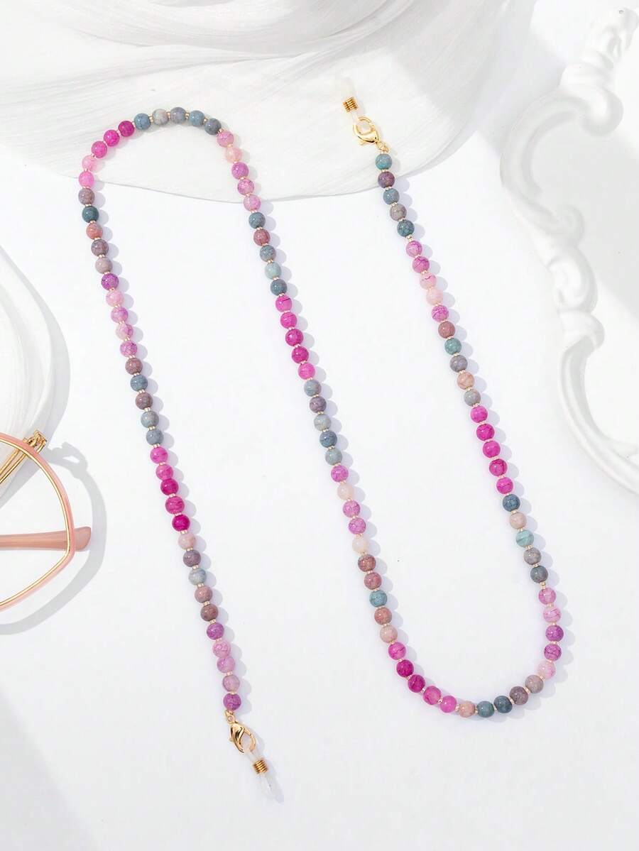 1 pieza Cadena de gafas minimalista de moda con cuentas de vidrio coloridas, color de cuentas de semilla aleatorio