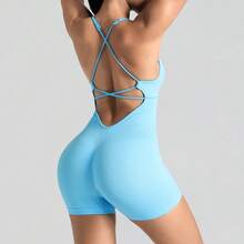 Body de Yoga Acanalado con Espalda Cruzada y Aberturas para Mujer, Mono Deportivo de Una Pieza con Corte Alto y Efecto Levanta Glúteos, Disponible en 16 Colores - Marrón oscuro - Ver 4