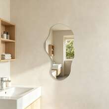 1pc Frameless Asymmetrical Organic Wavy Mirror Wall Decor Sticker, Asymmetric Wavy Pebble Decorative Mirror, Modern Wabi-Sabi Style Bathroom Entryway Bedroom Living Room Vanity Home Decor - 2mm - View 3