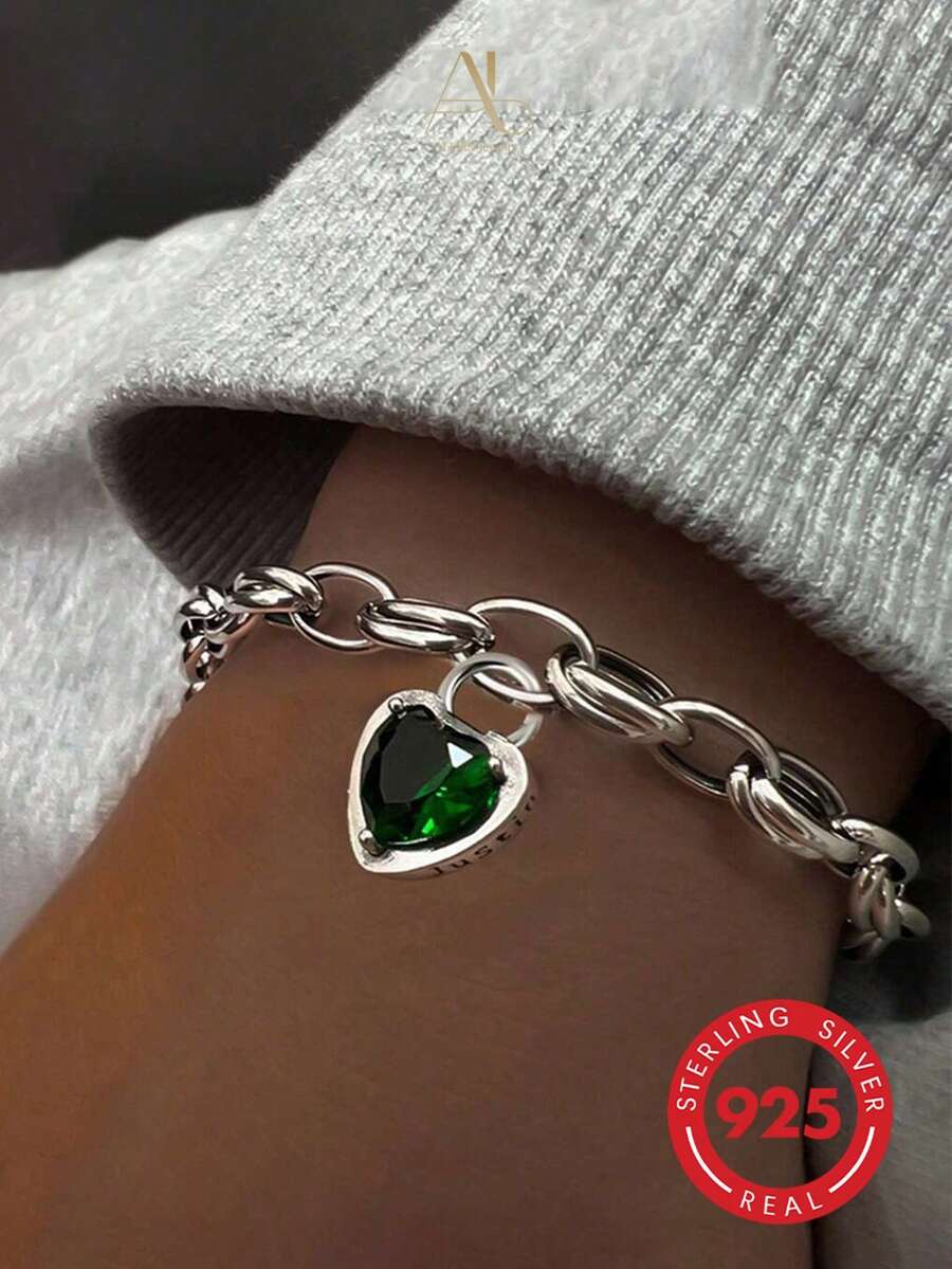 1 chiếc vòng tay nữ thời trang bạc 925 khảm đá zirconia tổng hợp hình vương miện trái tim, phong cách nghệ thuật cao cấp thanh lịch cá tính, phù hợp đeo hàng ngày, đơn giản đa năng, hoàn hảo cho trang phục đi chơi, quà kỷ niệm cặp đôi - Bạc - Xem 1