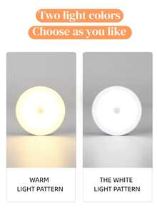 1pc Smart Motion Sensor Light, USB Rechargeable Night Light, Stair Light, Creative LED Bedside Lamp, Bedroom Home Light, Student Dorm Bookshelf Light, Closet Light - White - View 8