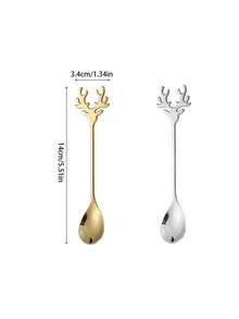 1/4pcs Stainless Steel Creative Reindeer Spoon Coffee Stirring Spoon Dessert Spoon Highly Attractive Christmas Gift Tableware Spoon - View 5
