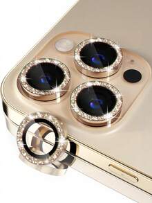 3片相機鏡頭保護膜，適用於 iPhone 17 16 15 11 12 13 14 15 Plus，鋼化玻璃金屬環蓋，高清晰透明 - 金色 - 查看 26