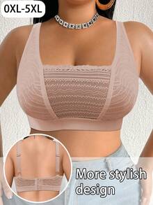 Plus Size Women Lace Patchwork Seamless Underwear, Suitable For Daily Wear In Various Occasions - Apricot - View 5