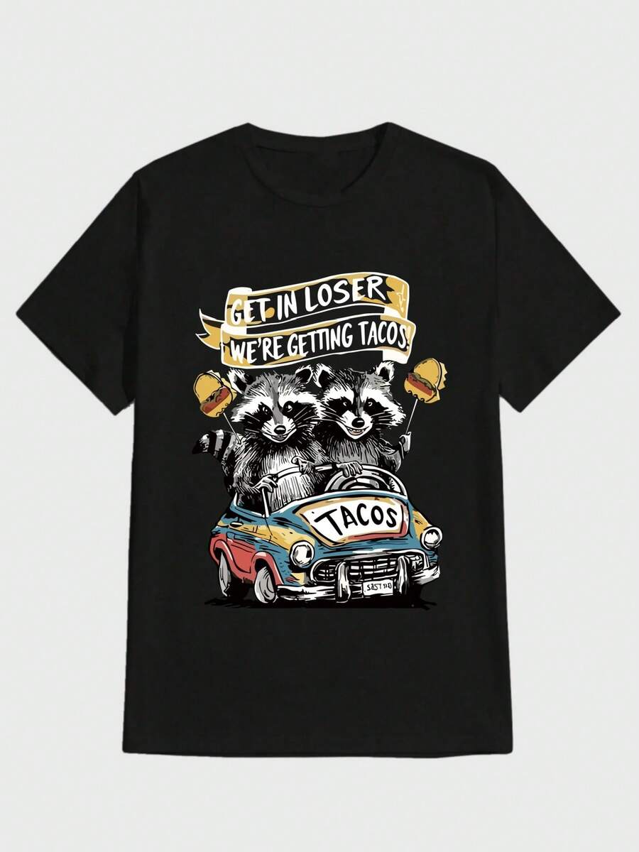 Camiseta de algodón 100% con estampado, nueva colección 2026: cómoda y fácil de usar, ideal para todas las personas. - Negro - Ver 1