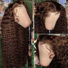 5*5 Closed Lace Front Wig Jerry Curly Transparent Lace, Glueless, 13x4 Large Transparent Lace Front #4 Brown Wig Pre-Cut & Pre-Plucked, Ready-To-Wear Wig Made Of Human Hair Blend, Quick Installation, Suitable For Beginners - Brown - View 4