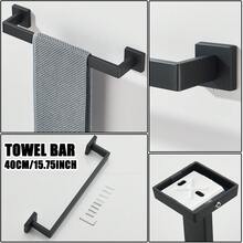 Juego de 5 toalleros de acero inoxidable negro para montar en la pared con 2 gancho para el cuarto de baño, toalleros y portarrollos - Negro mate - Ver 3