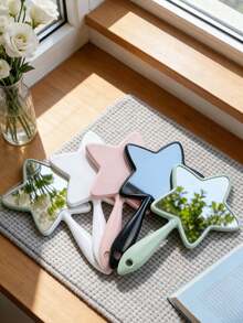 Electroplated Star-Shaped Handheld Makeup Mirror, Portable Compact Vanity Mirror With Glossy Reflective Finish - Multicolor - View 9