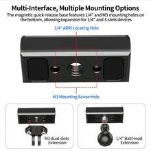 Adaptador de aleación de aluminio de liberación rápida 4 en 1 con interfaz Arri 1/4, montaje rápido magnético, riel Arca magnético, accesorio de expansión compatible con Action 6/Nano - Ver 5