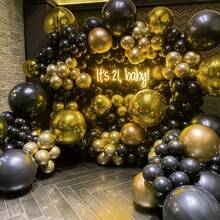 Black And Gold Balloon Arch Kit - 60pcs Black Gold Silver Prom Balloons, Balloons Arch Garland Kit For Graduation Decorations Birthday Party Decorations Men New Year - 18 YEARS - View 4