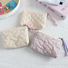 1 pieza Monedero acolchado con rayas de nube, bolsa de almacenamiento portátil mini, puede almacenar caramelos, aperitivos, lápiz labial, auriculares, bolsa pequeña, bolsa con forro interior de cremallera de color caramelo, bolsa para lápiz labial, monedero, tarjetero, bolsa de almacenamiento de auriculares, puede contener tarjetas bancarias, tarjetas de crédito, monedas, capacidad suficiente, tela suave y cómoda, monedero de tarjeta de moda, adecuado para estudiantes y trabajadores de oficina en sus desplazamientos diarios y compras. - Multicolor - Ver 8