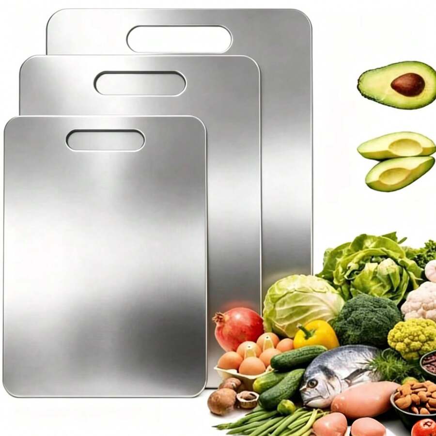 1 chiếc thớt tròn hai mặt bằng thép không gỉ chất lượng cao, thớt thái bằng thép không gỉ - dày dặn, chống nấm mốc, dễ vệ sinh, thích hợp cho nhà bếp, phòng ăn, dùng để thái thịt, trái cây và rau củ, đa chức năng và thiết thực, thiết kế tối giản.