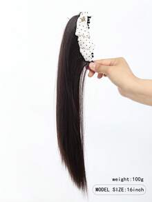 16 Inch Deep Brown Long Straight Synthetic Heat-Resistant Clip-In Ponytail Hair Extension Banana Clip Hairpiece Natural Soft Hair Accessory Beach Claw Clips Vacay Hair Clips - Multicolor - View 2