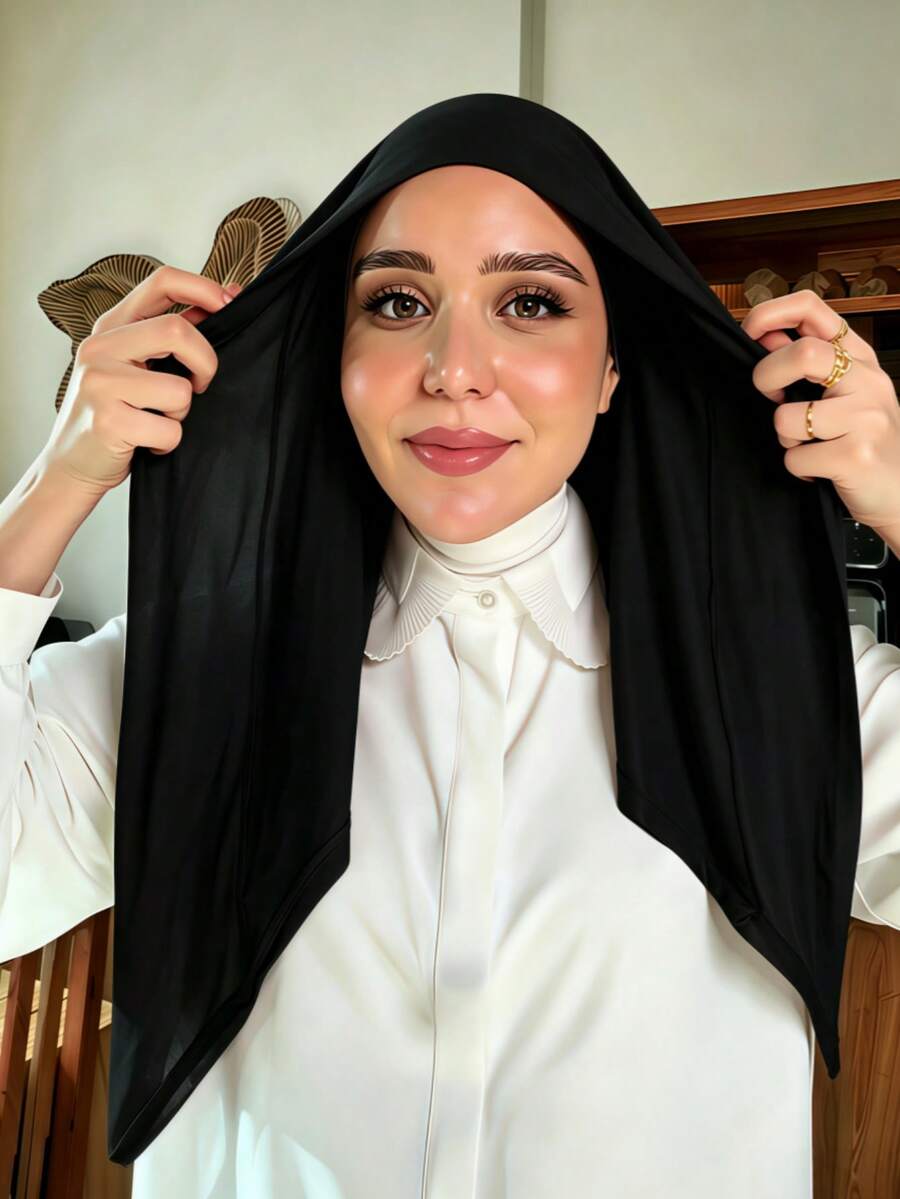 1pc Instant Triangle Hijab One-Piece Tie-Up Triangle Headscarf, Quick Wrap Non-Slip, No Underscarf Needed, No Folding Required, Suitable For Daily Wear, Prayer And Travel