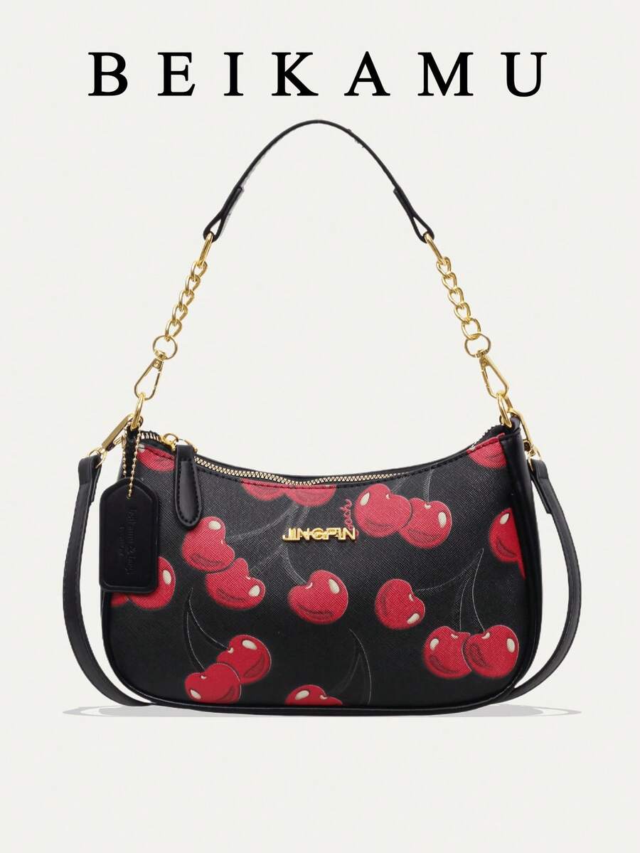 1pc Women's Solid Color PU Shoulder Bag, Versatile Underarm Bag For Work Commute, Adjustable Strap Crossbody Bag - Black - View 1