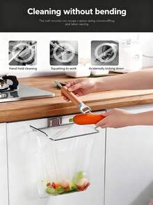 Steel Kitchen Trash Can, Rectangular Metal Garbage Bag Holder, Cabinet Door Waste Storage Rack, With No Electricity Needed For Kitchen Use - Multicolor - View 4