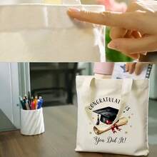 1/5/10/20Pcs Rainbow Bear Academy Theme Natural Color Canvas Graduation Party Gift Bags Mini Tote Bags Small Handheld Gift Bags (8x8.5inch), Essential Reusable Certificate Document Bags For Graduation Ceremony Atmosphere Decoration, Pride Month "Pride Graduation" Self-Identity Milestone Rainbow Pattern Souvenir Gift Bags, Small Group School Activities, Graduation Celebration, Club Events, Pride Parade Essential Gift Bags - View 7