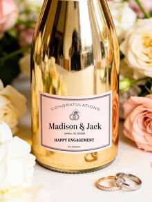 1/3/5pcs, Custom Wine Bottle Label Stickers, Personalized Text & Icon Design, Waterproof Self-Adhesive,For Engagement/Wedding/Birthday/Graduation/New Year Party Decor, Minimalist Elegant Style, Perfect For Champagne, Party Favors & Gift Decoration - Multicolor - View 10