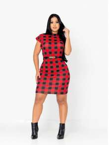 Women's Short Plaid Dress, Bodycon Style, Short Sleeve, Tank Top, June Festival, Rodeo, Checkered Dress, Cowboy Party - 查看 5
