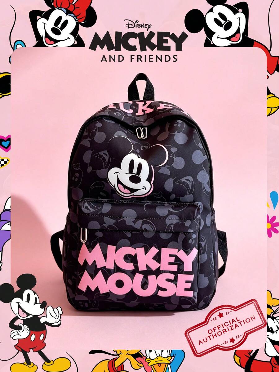 Disney 1個迪士尼官方授權 | 米奇圖案後背包，大容量印花書包附筆電隔層 | 休閒後背包 | 運動包 | 卡通後背包 | 後背包 | 書包，非常適合女性/女孩/學生/青少年/畢業生，適用於日常使用、外出、旅行、購物和返校。