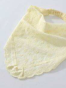 1件原創花卉刺繡捲邊女用頭巾髮帶，適合日常與度假使用 - 黃色 - 查看 3