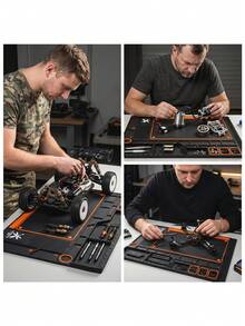 Modular Hobby Workbench Mat, Suitable For RC Cars, FPV Drones And Electronics - Premium Non-Slip Desk Mat With Parts Sorting Tray - A - View 6