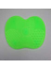 Silicone Makeup Brush Cleaning Mat With Suction Cup, Portable Makeup Brush Cleaning Tool, Apple-Shaped Silicone Makeup Brush Cleaning Pad - 螢光綠色,1個 - 查看 1