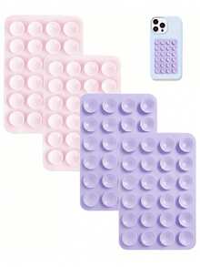4pcs Silicone Phone Suction Cup Holder, Light Pink + Light Purple, Silicone Phone Stand, Compatible With All Phone Models, Easy To Install, Battery-Free, 4pcs/Pack, Gift For Friends/Ideal Holiday Gift, Halloween Gift, Christmas Gift - Multicolor - View 2