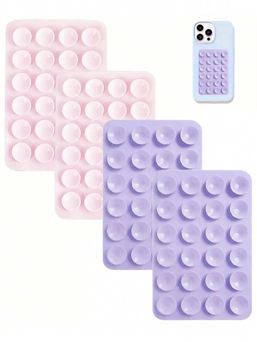 4pcs Silicone Phone Suction Cup Holder, Light Pink + Light Purple, Silicone Phone Stand, Compatible With All Phone Models, Easy To Install, Battery-Free, 4pcs/Pack, Gift For Friends/Ideal Holiday Gift, Halloween Gift, Christmas Gift