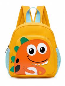 Cute Patchwork Colorblock Dinosaur Large Capacity Lightweight School Style Backpack - Yellow - View 1