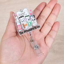 Pressure Is On Funny Nurse Badge Reel, Cute Medical Retractable ID Badge Holder, Name Badge Buddy With Alligator Clip RN LPN CNA MA ER ICU CCM Pharmacy Tech CCU Cardiology Paramedics EMT - 冰咖啡 - 查看 9