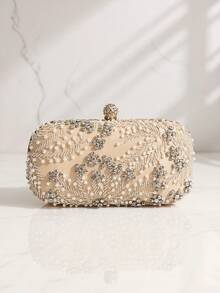 Gold Rhinestone Studded High-End Women's Evening Clutch Bag, Handmade Fashion Handbag & Crossbody Bag For Parties - Gold - View 2