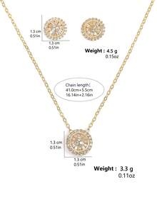 rakol 3pcs Elegant Luxury Round Zirconia Necklace & Earrings Set For Women, Daily Wear, Banquet, Birthday Gift, Graduation Ceremony - Set - View 5