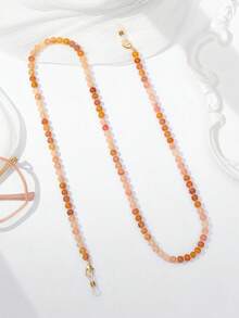 1pc Minimalist Fashion Colorful Beaded Glass Anti-Loss Eyeglass Chain, Random Color - Orange-483 - View 5