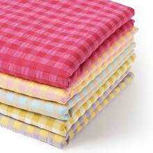 Seersucker Plaid Fabric - Breathable, Textured Gingham Cotton Material For Shirts, Dresses, And Handmade Crafts - Yellow and White, 50*150cm - View 2