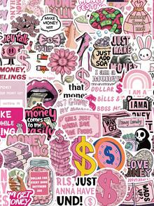 50Pcs Fashionable, Personalized, Creative DIY Exquisite Decorative Stickers, Can Be Used For Scrapbooks, Laptops, Luggage, Guitars, Water Bottles, Phone Cases, Etc., Popular Stickers School Supplies - A - View 1