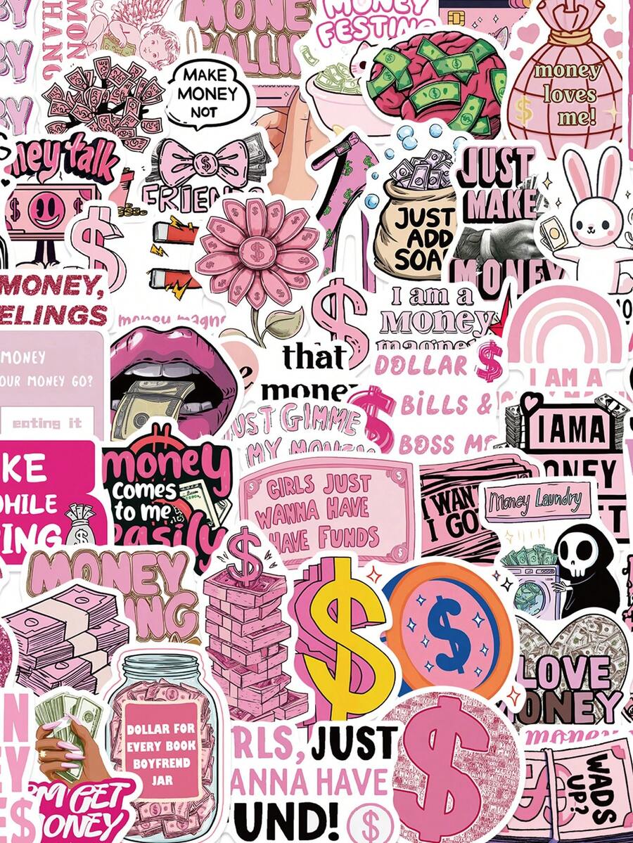 50Pcs Fashionable, Personalized, Creative DIY Exquisite Decorative Stickers, Can Be Used For Scrapbooks, Laptops, Luggage, Guitars, Water Bottles, Phone Cases, Etc., Popular Stickers School Supplies - A - View 1