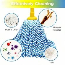Super Absorbent Mop, Easy Floor Cleaning - Scratch-Resistant, Highly Absorbent Mop Cloth, Suitable For Wood Floors, Tiles, Kitchen And Bathroom Floors, With Adjustable Mop Handle, Durable, Cleaning Tool, Commercial Cleaning Supplies. - Blue and White Replacement Mop Head - View 3