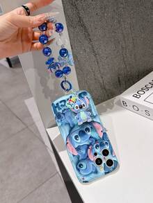 Disney Has Authorized, Phone Case - Chain Set, The Stitch Lilo & Stitch 3D Phone Case Plus A Silicone 3D Stitch Bracelet With Metallic Ring Removable Bracelet, Stitch And Angel Pattern, Compatible With Iphone17/16/15/14/13/12/11/XS/XR/X Plus Pro Max, A Stylish Cartoon Phone Case, The Perfect Gift Choice, Phone Protection, Durable Phone Cover, Great Gift For Friends And Family. - 白色 - 查看 5