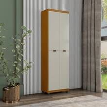 Clean Multipurpose Cabinet With 4 Doors And 6 Shelves, Organizer For Laundry Room, Bedroom, And Kitchen. - 摩卡棕 - 查看 4