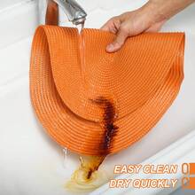 12*18 Inch Oval Woven Placemat, 4.72 Inch Coaster, Multiple Colors Available, Plastic Material, Washable, Heat-Insulating Table Mat, Coaster, Vase Mat, Tabletop Decor, Suitable For Wedding, Holiday Party, Kitchen, Christmas, Halloween Party Decoration - Orange - View 7