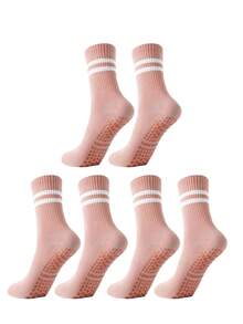 3/5 Paar Damen Yoga Socken, Damen Pilates rutschfeste Socken, Pilates Grip Socken, Yoga Barrel Socken mit rutschfestem Design, Schwarz Weiß Rosa dreifarbige Sportsocken - Verschiedenfarbig - Übersicht 12