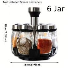 Revolving Spice Rack Organizer Countertop, Spinning Spice Storage Rack Tower Organizer With 6/12 Empty Jars, Rotating Spice Holder Shelf Seasoning Rack Shelf, Spice Seasoning Bottle Organizer - Black - View 11