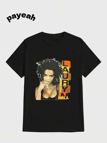 Camiseta Payeah de Estilo Retro Oscuro con Estampado Digital Casual, de Algodón Grueso Puro - Negro - Ver 1