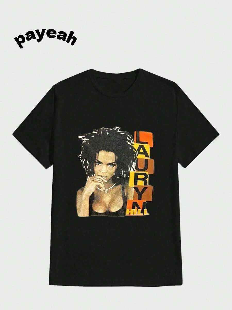 Camiseta Payeah de Estilo Retro Oscuro con Estampado Digital Casual, de Algodón Grueso Puro - Negro - Ver 1